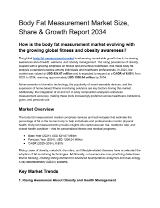 Body Fat Measurement Market Size, Share & Growth Report 2034