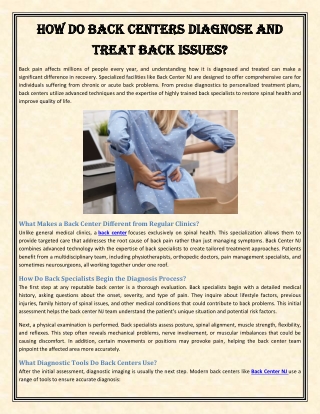 How Do Back Centers Diagnose and Treat Back Issues