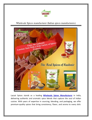 Wholesale Spices manufacturer (Indian spices manufacturers)