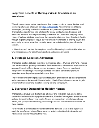 _Long-Term Benefits of Owning a Villa in Khandala as an Investment