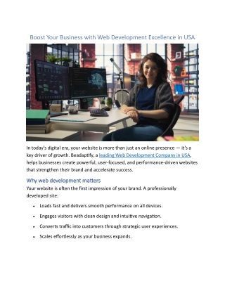 Boost Your Business with Web Development Excellence in USA