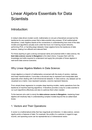 Linear Algebra Essentials for Data Scientists