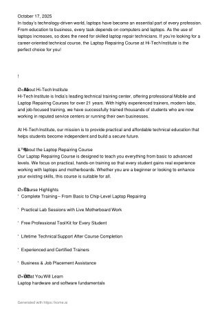 Mobile repair course