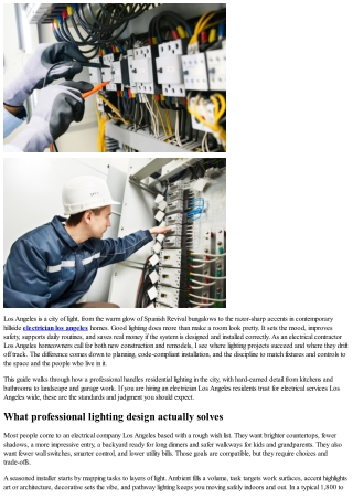 Expert Electrician Los Angeles for Lighting Installation