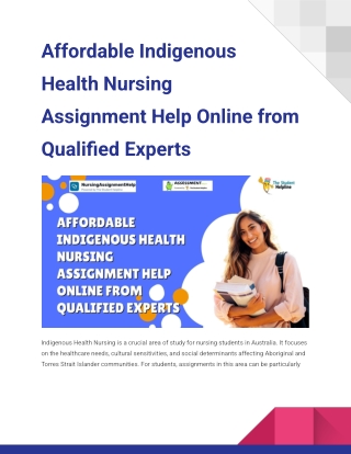 Affordable Indigenous Health Nursing Assignment Help Online from Qualified Experts
