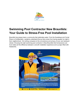 Swimming Pool Contractor New Braunfels- Your Guide to Stress-Free Pool Installation