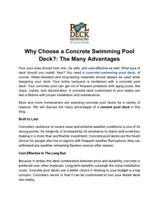 Why Choose a Concrete Swimming Pool Deck_