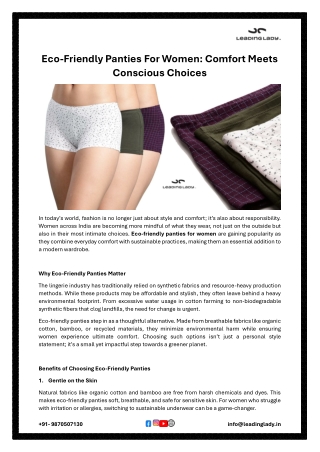 Eco-Friendly Panties for Women Comfort Meets Conscious Choices