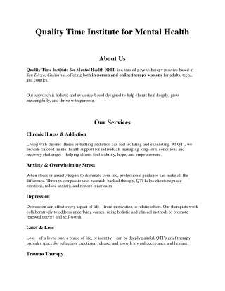 Quality Time Institute for Mental Health