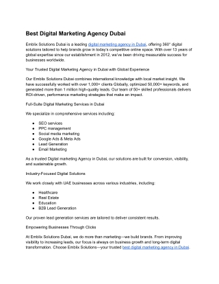 Best Digital Marketing Agency Dubai