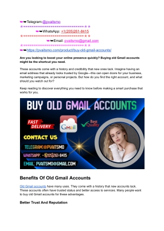 Best Sites to Buy Old Gmail Accounts in Bulk (PVA & Old)
