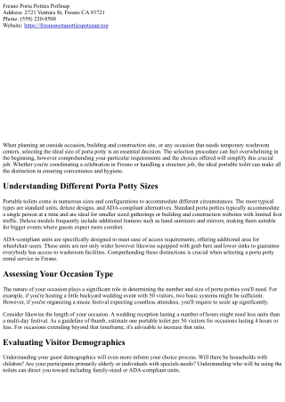 Tips for Choosing the Right Size of Porta Potty for Your Requirements