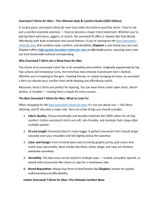 Oversized T-Shirts for Men – The Ultimate Style & Comfort Guide (2025 Edition)