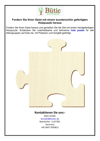 Fordern Sie Ihren Geist mit einem wunderschön gefertigten Holzpuzzle heraus
