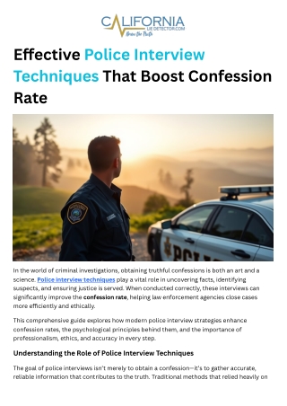 Effective Police Interview Techniques That Boost Confession Rate
