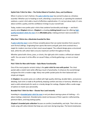 Stylish Polo T-Shirt for Men – The Perfect Blend of Comfort, Class, and Confiden