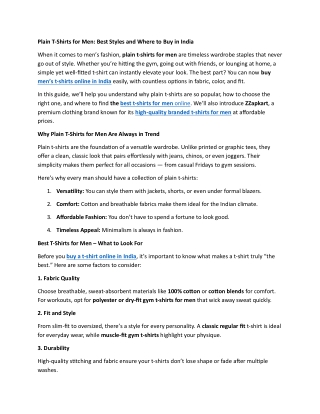 Plain T-Shirts for Men: Best Styles and Where to Buy in India