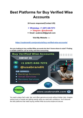 Best Platforms for Buy Verified Wise Accounts