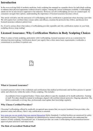 Licensed Assurance: Why Certification Matters in Body Sculpting Choices