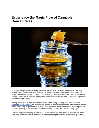 Experience the Magic Flow of Cannabis Concentrates
