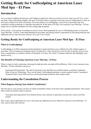 Getting Ready for CoolSculpting at American Laser Med Spa – El Paso