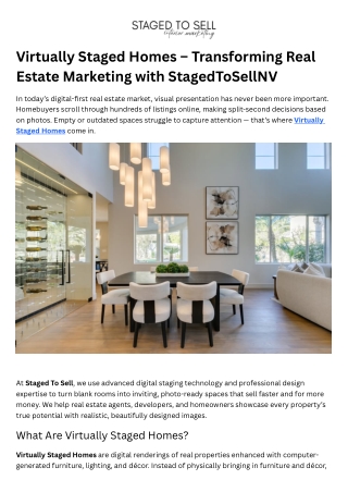 Virtually Staged Homes – Transforming Real Estate Marketing with StagedToSellNV