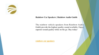 Rainbow Car Speakers  Rainbow Audio Gmbh