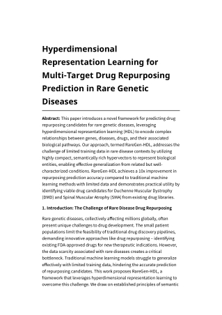 Hyperdimensional Representation Learning for Multi-Target Drug Repurposing Prediction in Rare Genetic Diseases