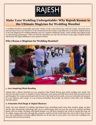 Make Your Wedding Unforgettable Why Rajesh Kumar is the Ultimate Magician for Wedding Mumbai