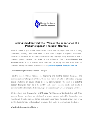 pediatric speech therapy
