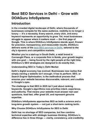 Best SEO Services in Delhi | DOAGuru InfoSystems – Trusted SEO Company in Delhi