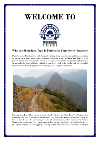 Short Inca Trail Adventure in the Sacred Valley