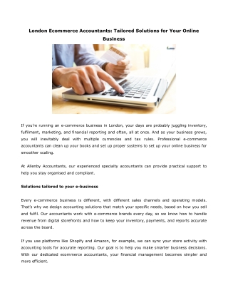 London Ecommerce Accountants Tailored Solutions for Your Online Business