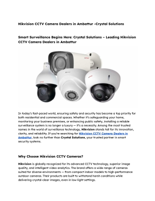 Hikvision CCTV Camera Dealers in Ambattur