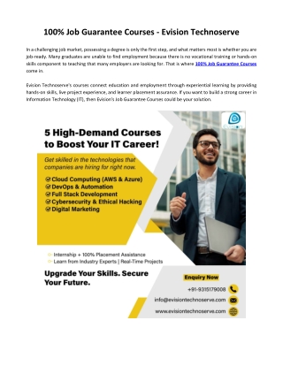 100% Job Guarantee Courses - Evision Technoserve