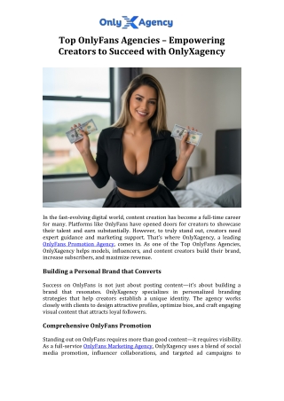 Top OnlyFans Agencies – Empowering Creators to Succeed with OnlyXagency