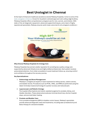 Best Urologist in Chennai