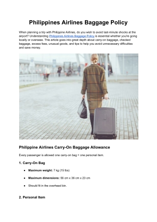 Philippines Airlines Baggage Policy