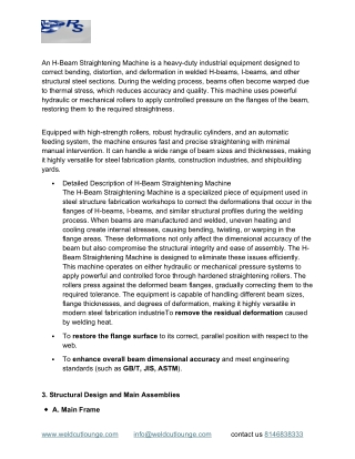 H beam straightning Machine