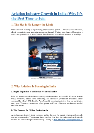 Aviation Industry Growth in India Why It’s the Best Time to Join
