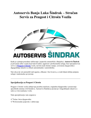 Autoservis Banja Luka Šindrak