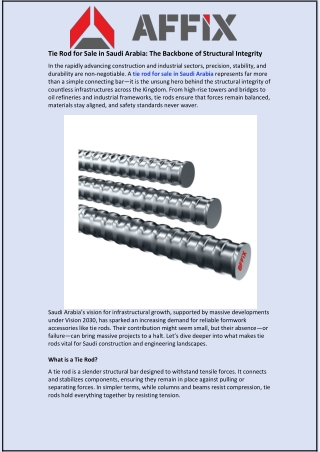 Tie Rod for Sale in Saudi Arabia: The Backbone of Structural Integrity