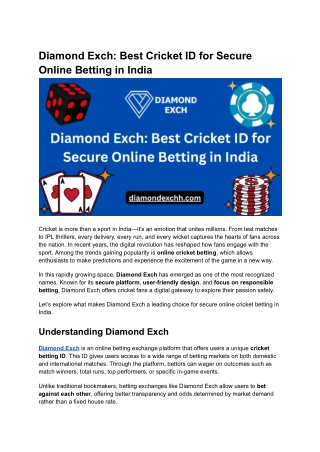Diamond Exch_ Best Cricket ID for Secure Online Betting in India