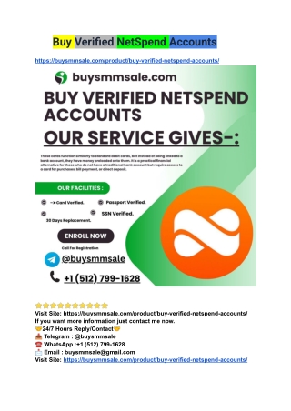 Buy Verified Netspend Account - From pvasmmstore 100% Verified