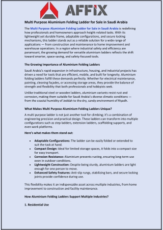 Multi Purpose Aluminium Folding Ladder for Sale in Saudi Arabia