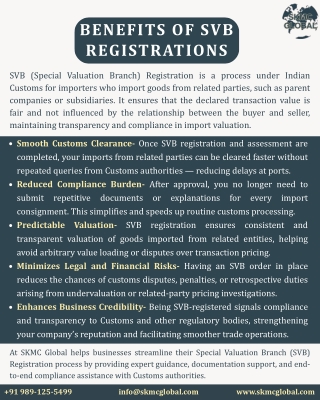 Benefits of SVB Registrations