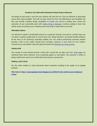 Transform Your Ride with Professional Vehicle Wrap in Delaware