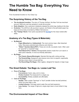 The Humble Tea Bag Everything You Need to Know