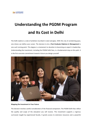 Understanding the PGDM Program and Its Cost in Delhi