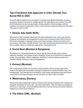 Top Facebook Ads Agencies in India